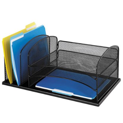 Picture of Safco Horizontal Mesh Desk Organizer, 8 1/4inH x 19 1/2inW x 11 1/2inD, Black