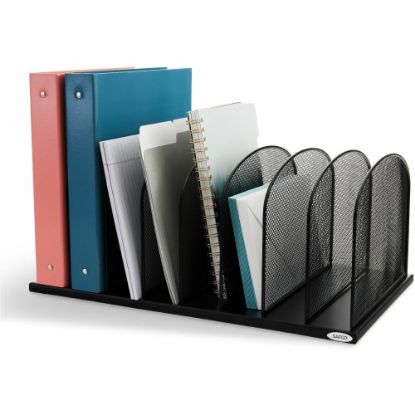 Picture of Safco Mesh Desk Organizers - 8 Compartment(s) - 2in - 8.3in Height x 19.3in Width x 11.5in Depth - Desktop - Black - Steel - 1Each