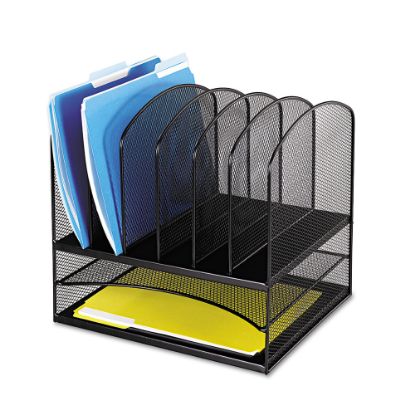 Picture of Safco Onyx Mesh Desk Organizer, 13inH x 13 3/4inW x 11 1/2inD, Black