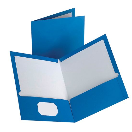 Picture of Oxford Laminated Twin-Pocket Portfolios, 8 1/2in x 11in, Blue, Pack Of 10