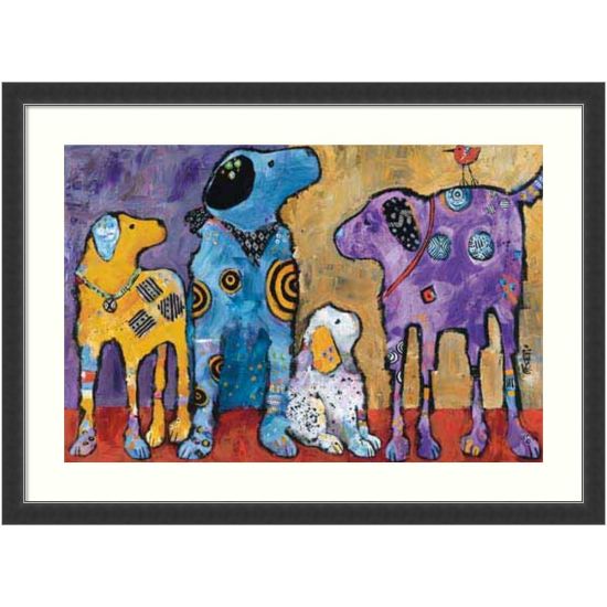 Picture of Amanti Art Cast of Characters: Dogs by Jenny Foster Wood Framed Wall Art Print, 33inH x 45inW, Black