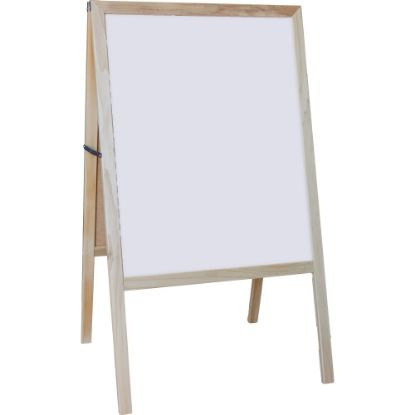 Picture of Flipside Non-Magnetic Dry-Erase Whiteboard Board/Chalkboard Easel, 18 1/2in x 18 1/2in, Wood Frame With Pine Finish