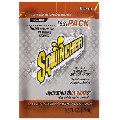 Picture of Sqwincher Fast Pack Electrolyte Replenishment Concentrate, Tea, 0.6 Oz, Case of 200