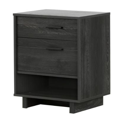 Picture of South Shore Fynn Nightstand With Cord Catcher, 24-3/4inH x 22-1/4inW x 16-1/2inD, Gray Oak