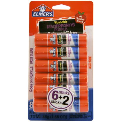 Picture of Elmers Washable Disappearing Purple School Glue Sticks, 0.21 Oz., Pack Of 6 + 2 Bonus Sticks