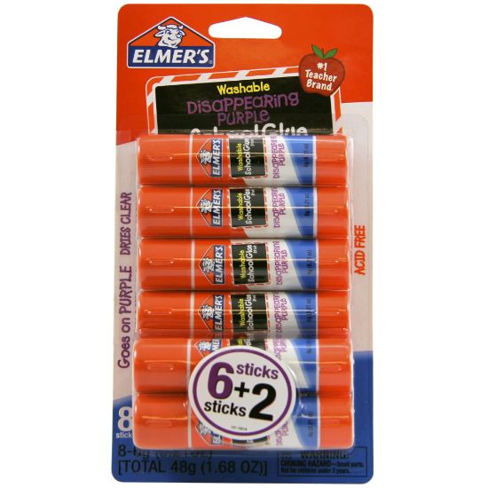 Picture of Elmers Washable Disappearing Purple School Glue Sticks, 0.21 Oz., Pack Of 6 + 2 Bonus Sticks