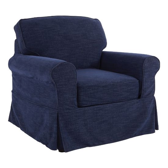 Picture of Ave Six Ashton Slipcover Chair, Navy/Brown