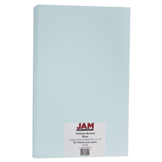 Picture of JAM Paper Card Stock, Vellum Bristol Blue, Legal (8.5in x 14in), 67 Lb, Pack Of 50