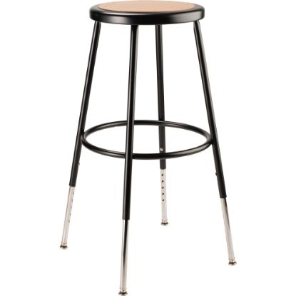 Picture of National Public Seating Adjustable Hardboard Stool, 25in- 33inH, Black