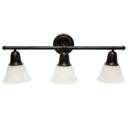 Picture of Lalia Home Essentix 3-Light Wall Mounted Vanity Light Fixture, 26-1/2inW, Alabaster White/Oil Rubbed Bronze