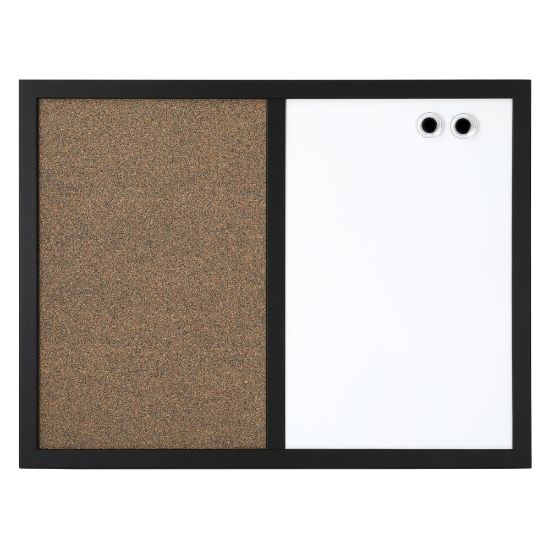 Picture of Realspace Magnetic Dry-Erase Whiteboard/Cork Bulletin Board, 24ft" x 36in, Black Frame