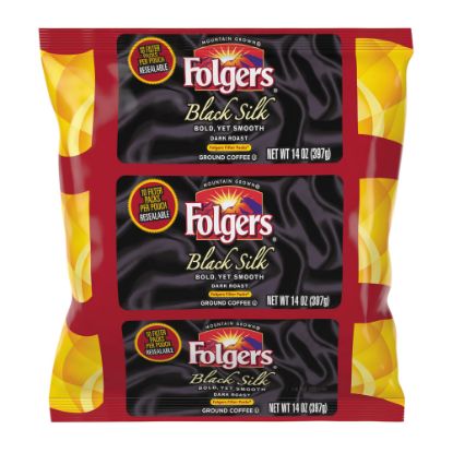 Picture of Folgers Black Silk Coffee Single-Serve Packs, Dark Roast, 1.4 Oz Per Bag, Carton Of 40