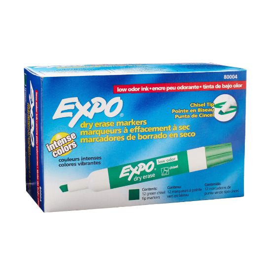 Picture of EXPO Low-Odor Dry-Erase Marker, Chisel Point, Green, Pack of 12