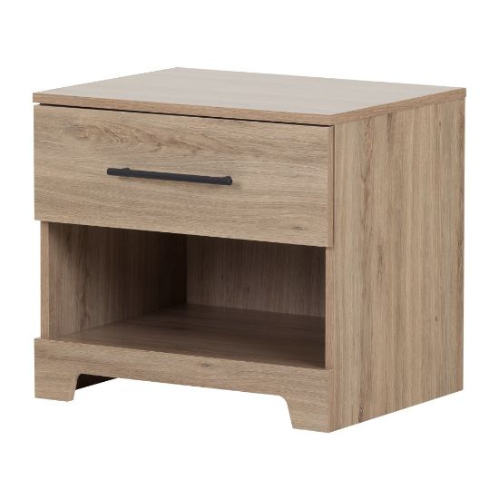 Picture of South Shore Primo 1-Drawer Nightstand, 19-3/4inH x 22-1/4inW x 17inD, Rustic Oak