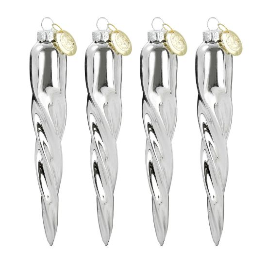 Picture of Martha Stewart Holiday Icicle 4-Piece Ornament Set, Silver