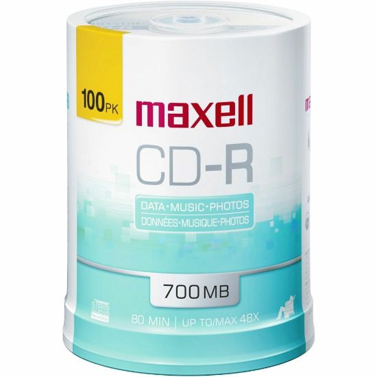 Picture of Maxell CD-R Media Spindle, 700MB, Pack Of 100