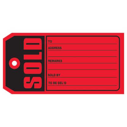 Picture of Partners Brand "Sold" Tags, #5, 4 3/4in x 2 3/8in, Red, Box Of 1,000