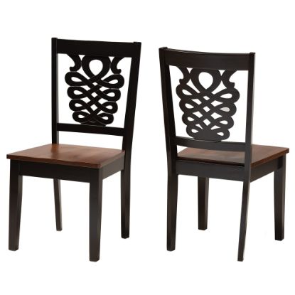 Picture of Baxton Studio Gervais Dining Chairs, Walnut Brown/Dark Brown, Set Of 2 Dining Chairs