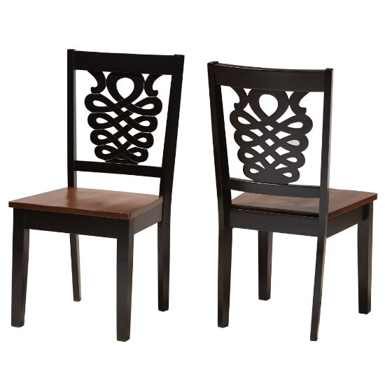 Picture of Baxton Studio Gervais Dining Chairs, Walnut Brown/Dark Brown, Set Of 2 Dining Chairs