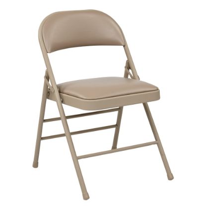 Picture of Office Star Work Smart Vinyl Mid-Back Folding Chairs, Tan, Set Of 4 Chairs