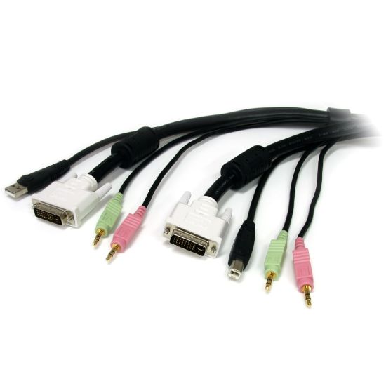 Picture of StarTech.com 4-in-1 USB DVI KVM Cable with Audio and Microphone - Connect high resolution DVI video, USB, audio and microphone all in one cable - kvm cable - usb kvm cable - kvm switch cable -DVI kvm cable