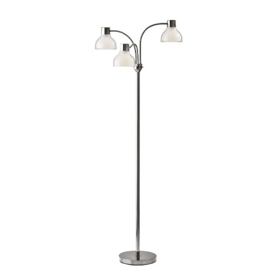 Picture of Adesso Presley 3-Arm Floor Lamp, 69inH, Clear Shade/Polished Nickel Base