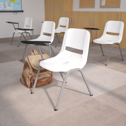 Picture of Flash Furniture Ergonomic Shell Chairs, White, Set Of 5 Chairs