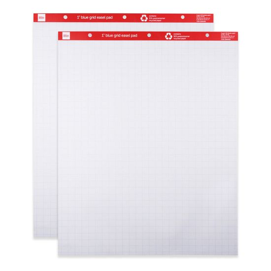 Picture of Office Depot Brand Easel Pads, 27in x 34in, 1in Blue Grid, 50 Sheets, 30% Recycled, Pack Of 2