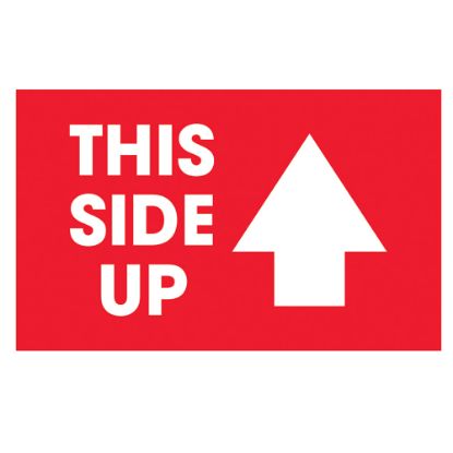 Picture of Tape Logic Preprinted Shipping Labels, DL1481, Arrow With "This Side Up", 5in x 3in, Red/White, Roll Of 500