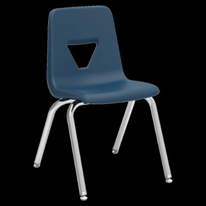 Picture of Lorell Classroom Student Stack Chairs, 18inH Seat, Navy/Silver, Set Of 4