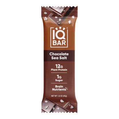 Picture of IQ BAR Brain Fuel Protein Bars, Chocolate Sea Salt, 1.6 Oz, Box Of 24 Bars