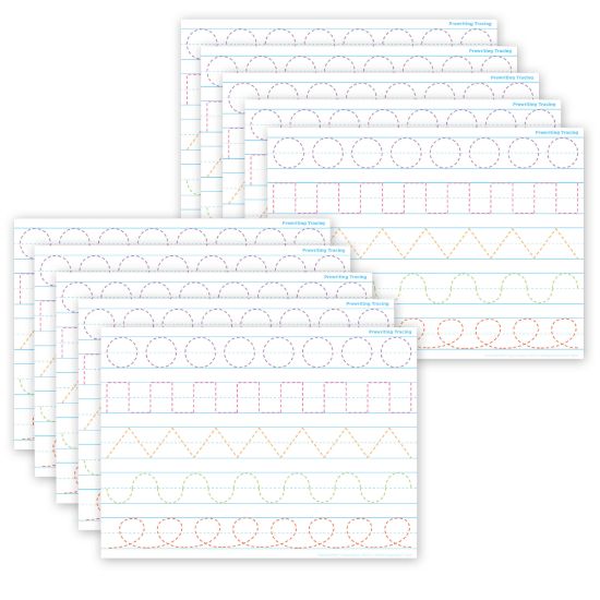 Picture of Ashley Productions Smart Poly PosterMat Pals Space Savers, 13in x 9-1/2in, Prewriting Tracing, Pack Of 10 Pieces