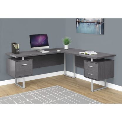 Picture of Monarch Specialties 71inW L-Shaped Corner Desk With 2 Drawers, Gray