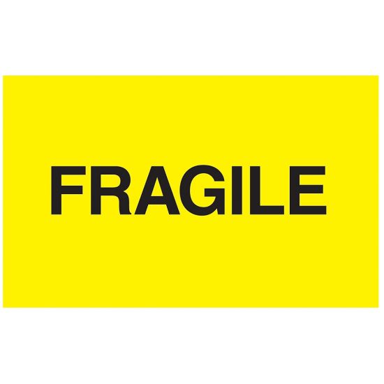 Picture of Tape Logic Preprinted Shipping Labels, DL2422, "Fragile", 5in x 3in, Bright Yellow, Roll Of 500