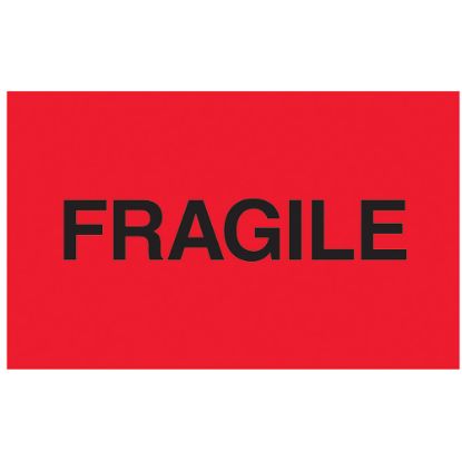 Picture of Tape Logic Preprinted Shipping Labels, DL2423, "Fragile", 3in x 5in, Fluorescent Red, Roll Of 500