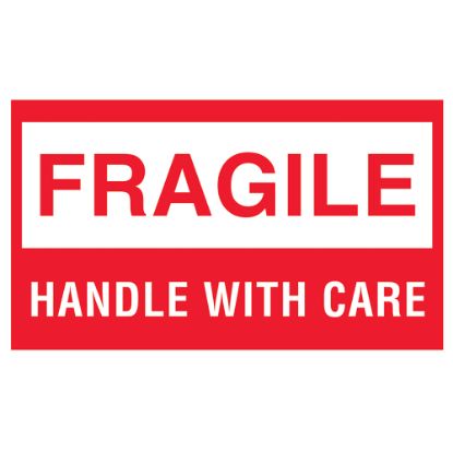 Picture of Tape Logic Preprinted Shipping Labels, DL1070, Fragile, "FragileHandle With Care", 3in x 5in, Red/White, Roll Of 500