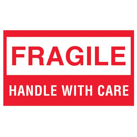 Picture of Tape Logic Preprinted Shipping Labels, DL1070, Fragile, "FragileHandle With Care", 3in x 5in, Red/White, Roll Of 500