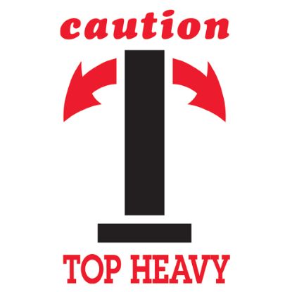 Picture of Tape Logic Preprinted Shipping Labels, DL1791, "Caution Top Heavy" Arrow, 4in x 6in, Black/Red/White, Roll Of 500