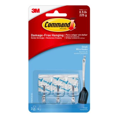 Picture of Command Small Clear Utensil Hooks, 3-Command Hooks, 4-Command Strips, Damage-Free, White