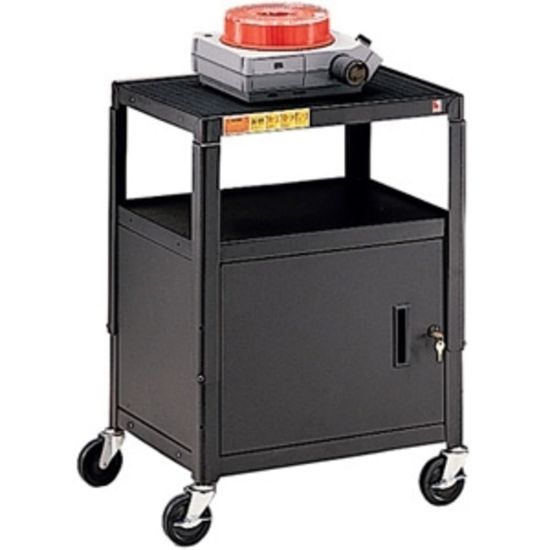 Picture of Bretford CA2642 Height Adjustable A/V Cart With Cabinet, 42inH x 24inW x 18inD, Black