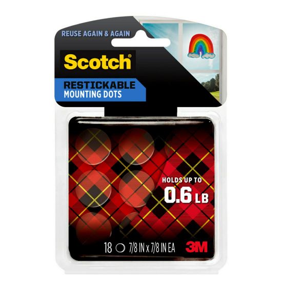 Picture of Scotch Restickable Mounting Dots, Clear Circles, Pack Of 18