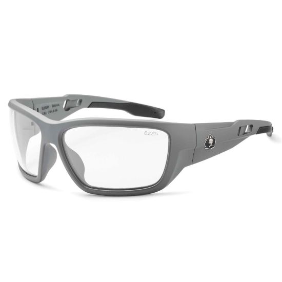 Picture of Ergodyne Skullerz Safety Glasses, Baldr, Matte Gray Frame, Clear Lens