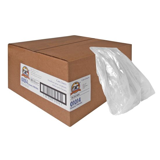 Picture of Genuine Joe 0.6 mil Trash Bags, 60 gal, 38inH x 58inW, Clear, 100 Bags