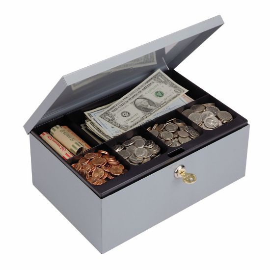 Picture of STEELMASTER Cash Box with Security Lock, 7 Compartments, Gray