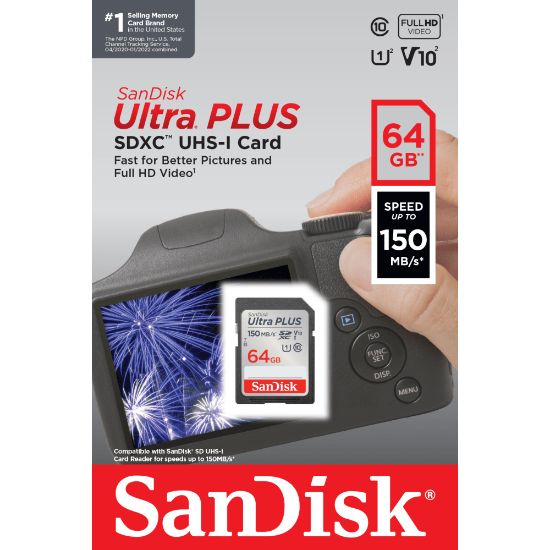 Picture of SanDisk Ultra PLUS SDXC UHS-I Card, 64GB