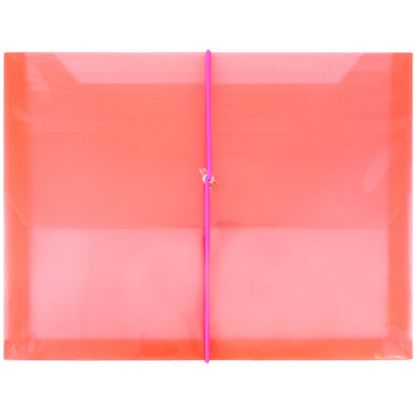 Picture of JAM Paper Plastic 9 3/4in x 13in Envelopes With Elastic Closure, Red, Pack Of 12