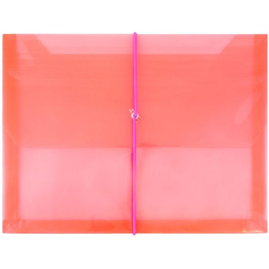 Picture of JAM Paper Plastic 9 3/4in x 13in Envelopes With Elastic Closure, Red, Pack Of 12