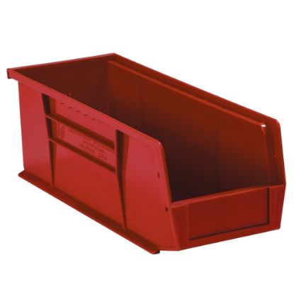 Picture of Partners Brand Plastic Stack & Hang Bin Boxes, Small Size, 14 3/4in x 5 1/2in x 5in, Red, Pack Of 12