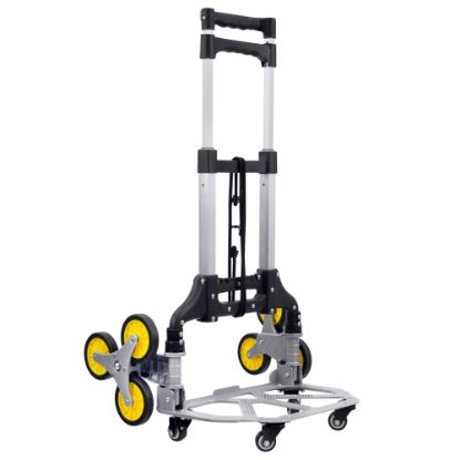 Picture of Mount-It! MI-953 Steel Tri-Wheel Stair Climber Hand Truck, 42inH x 15-1/4inW x 17inD, Silver/Yellow/Black