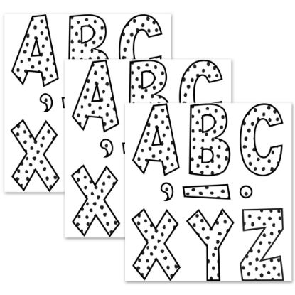 Picture of Teacher Created Resources 7in Letters, Black Painted Dots On White Fun Font, 120 Letters Per Pack, Set Of 3 Packs